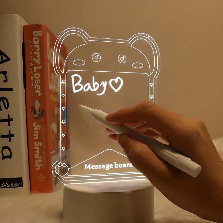 3D Acrylic LED Message Board | USB Powered Erasable Writing Light for Home, Office, and Creative Displays - Smart Energy-Saving, Easy to Write, Erase, and Decorate