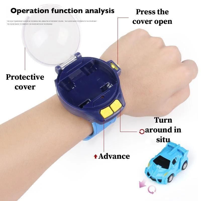 Speed Up Car Cartoon Mini Watch | USB Rechargeable Remote Control Toy | Wrist Racing Car for Kids