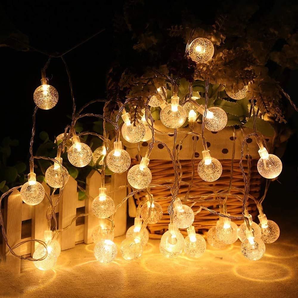 16 LED Crystal Ball String Lights – Bright, Warm Yellow Decorative Lights for Diwali, Christmas, Events & Home Decor (3.5M)