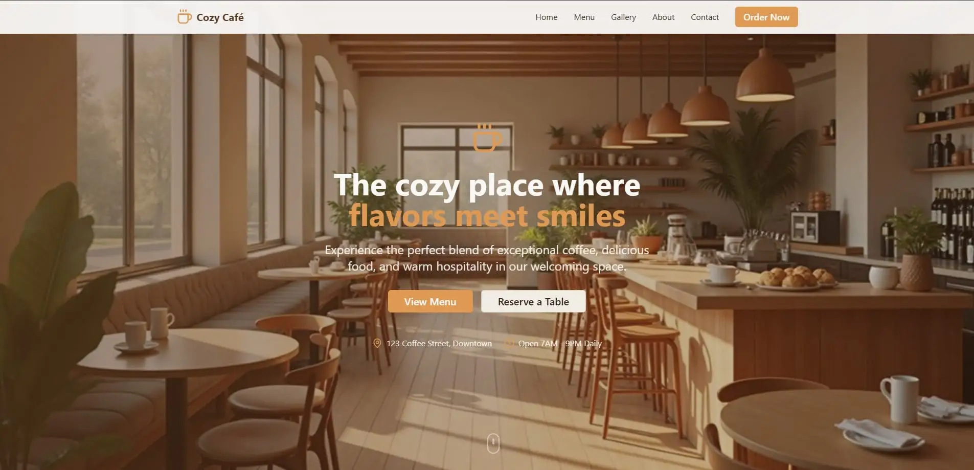 Cozy Cafe Website portfolio item by TheUniPick